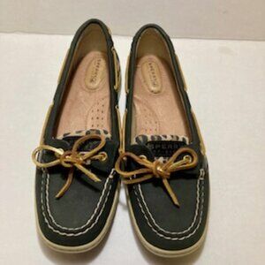 Sperry Top Sider Women Boat Shoe Black Gold Size 9 New no tags Leopard Cheetah